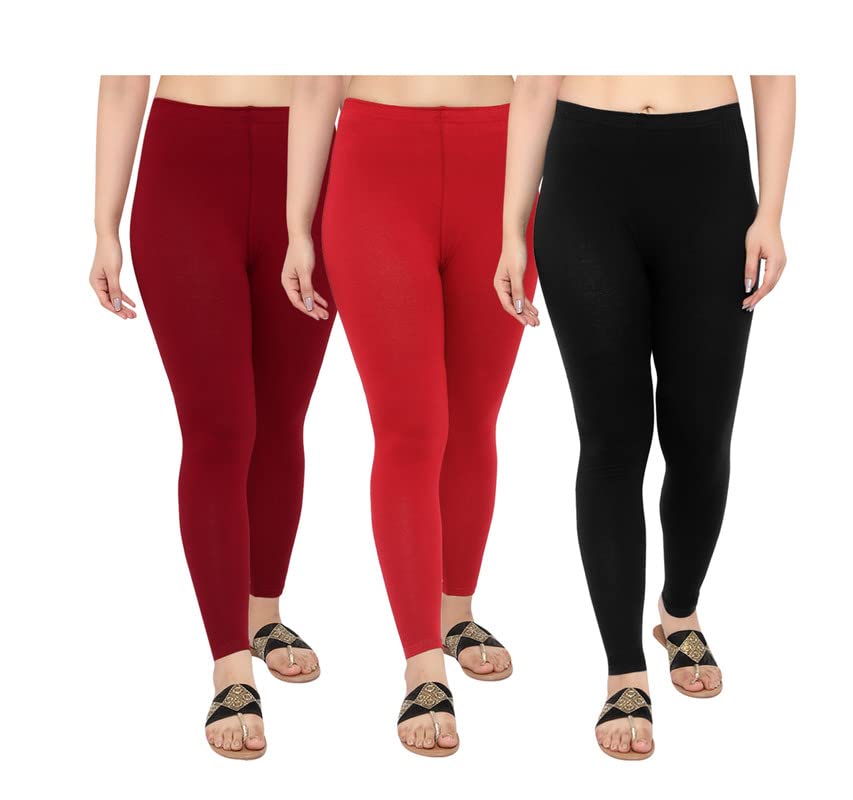 Image of NGT Super Cotton (Pack of 3) Ankle Length Leggings for Women and Girls.
