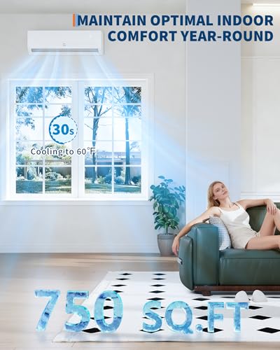 12000 BTU Mini Split Air Conditioner,19 SEER2 Ductless Inverter AC w/ 115V, Cool Up to 750 Sq. Ft with Heat Pump System, - Additional View