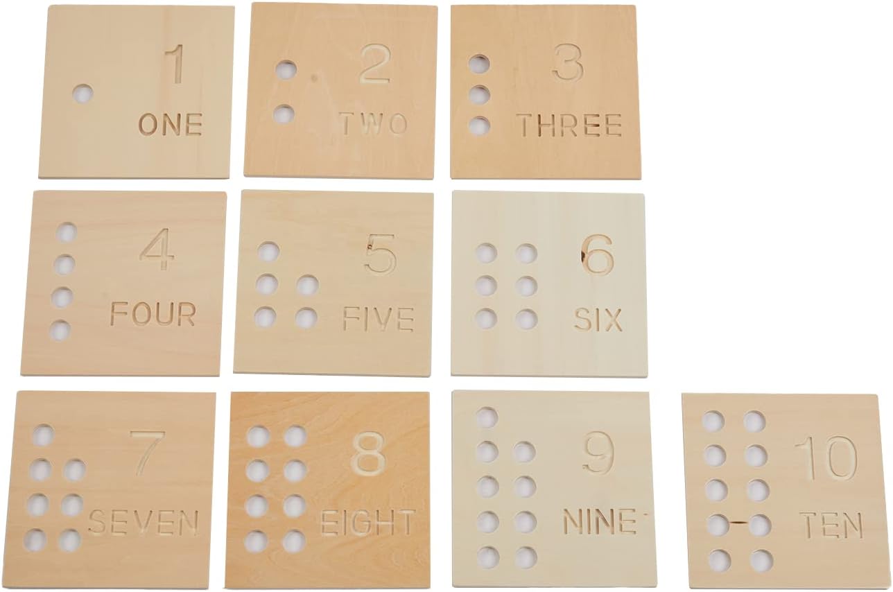 Adena Montessori Toys Wooden Counting Peg Game - Learn to Count 1-10 with Numerals, Peg Drop Box & Tumbling Pegs - Educational Toddler Toy for Early Math Skills Development (Small Counting Pegs Board)