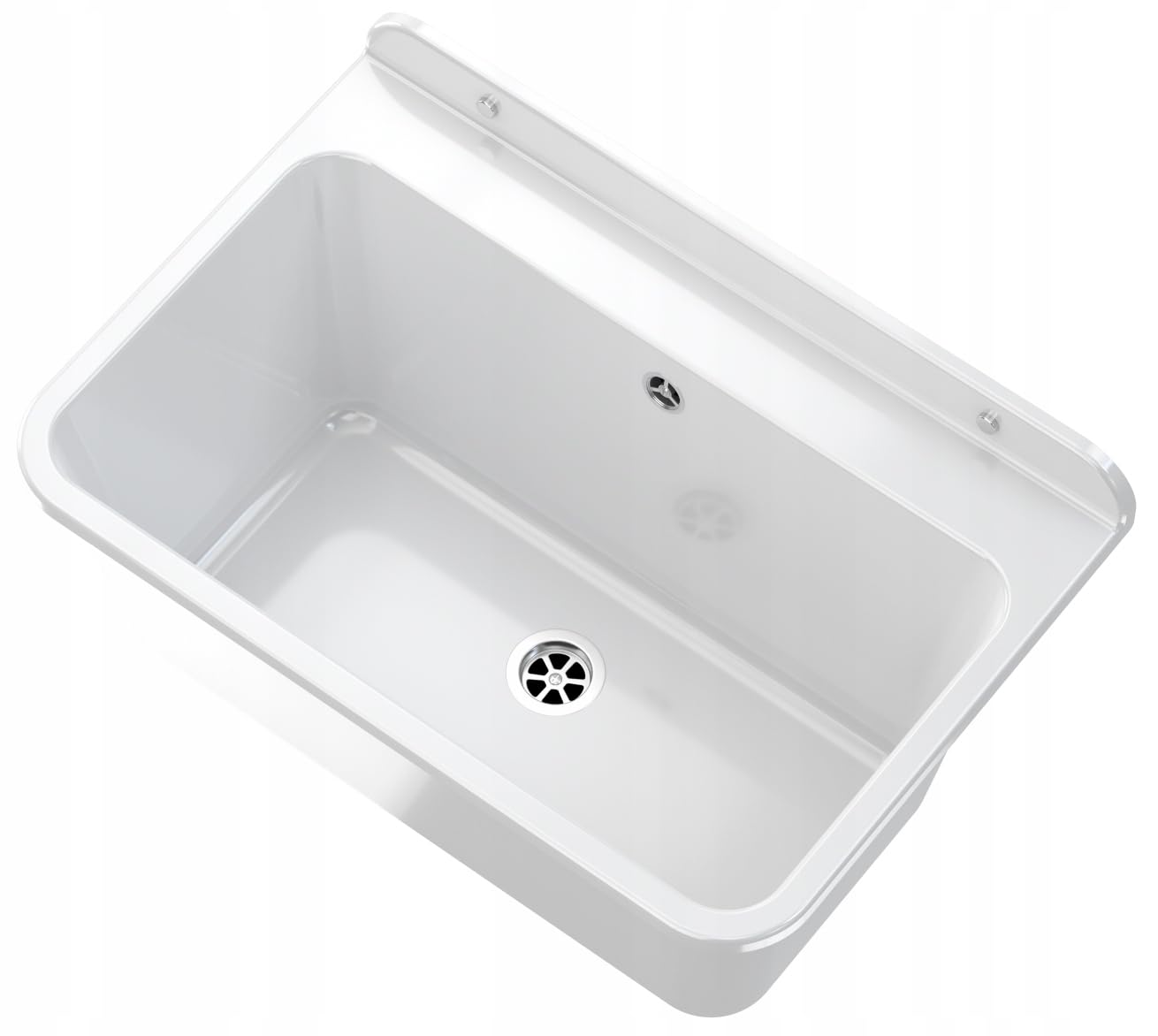 Évier Extérieur Buanderie - Évier lavoir Buanderie - Lavabo extérieur avec siphon - Lavabo mural en polypropylène - 61 x 41 x 30 cm - Blanc + batterie de lavabo BETA - GRANITAN