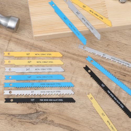 LXUEJIE 14 PCS U-Shank Jig Saw Blade Set, Jigsaw Blades for Wood Plastic Metal Cutting Fit Vast Majority U Shank Jigsaws Jigsaw Blades Set Includes 6T 8T 10T 14T 18T 24T 32T with Storage Case - Image 6