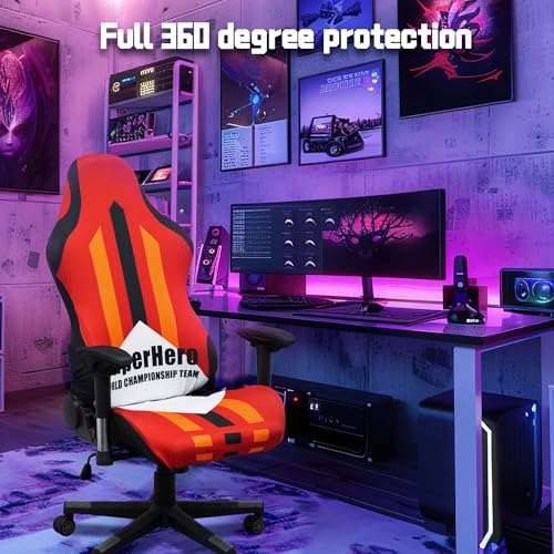 Image of Gaming Chair Covers (No Chair),Office Computer Chair Cover,Jacquard Stretch Prevent Cat Scratching Computer Chair Slipcovers,for Gamer Computer Chair Replacement Protector Cover,Superhero Red