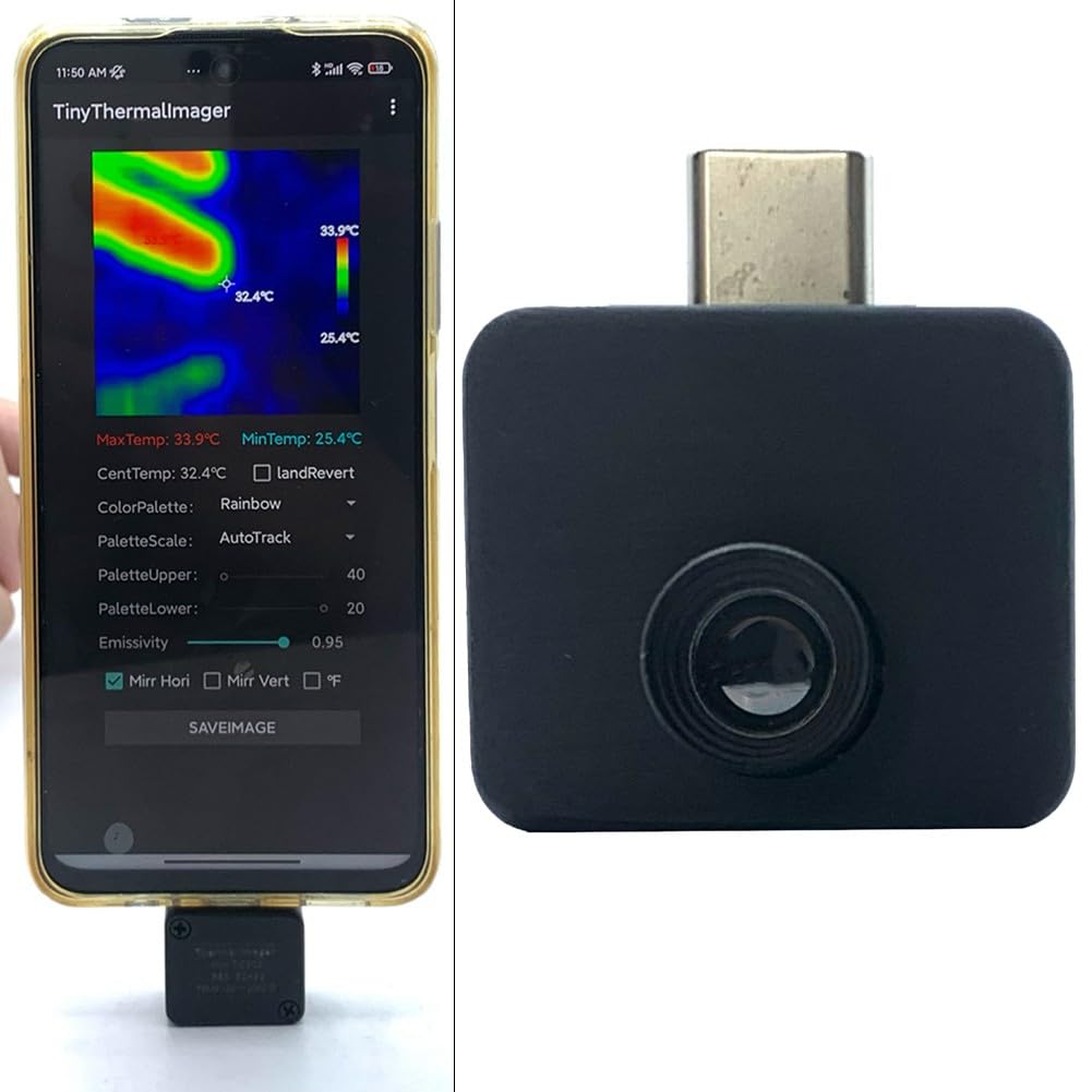Lecreatekit Cámara termográfica móvil, cámara IR de 32 x 32 pulgadas con carcasa para teléfonos Android tipo C, herramienta de detección de temperatura de -20 a 1000 °C