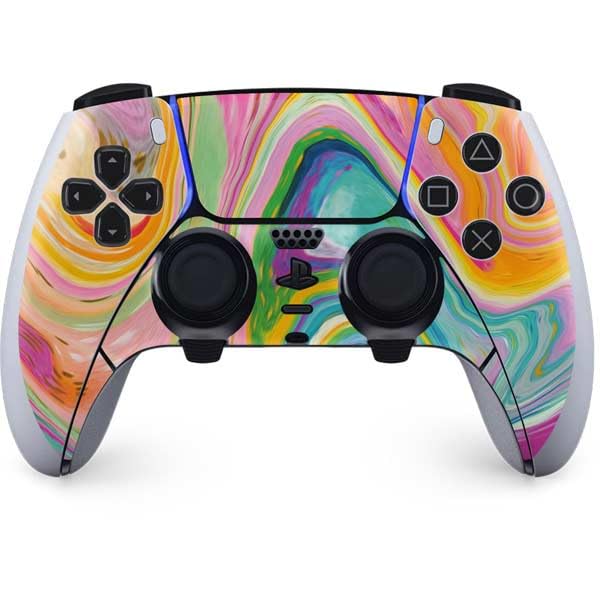 Skinit Decal Gaming Skin Compatible with PS5 DualSense Edge Pro Controller - Officially Licensed Pink Hair Anime Gamer Girl by Ivy Dolamore Design: Teal - EVBSHD10