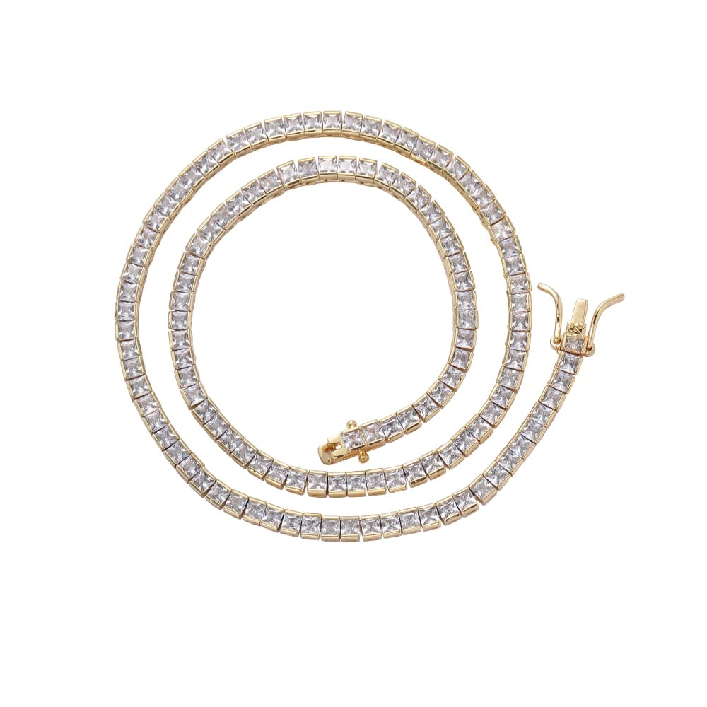 Collier zircone cubique anti-ternissement carré blanc 45cm éclat durable - 2