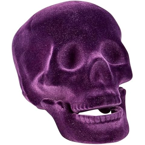 Primitives by Kathy Plastic & Flocking Halloween Skull Sitter Decor, Purple Flocked Finish Cover