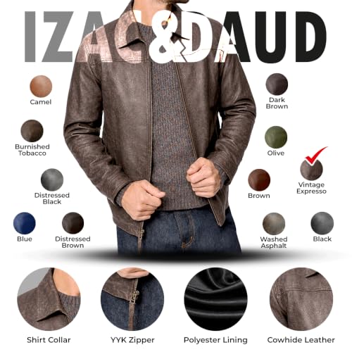 Image of Isaac & David Chicago Men's New Black /Brown Lambskin Leather Classic Open Bottom Jacket Motorcycle Vintage Racing Jacket