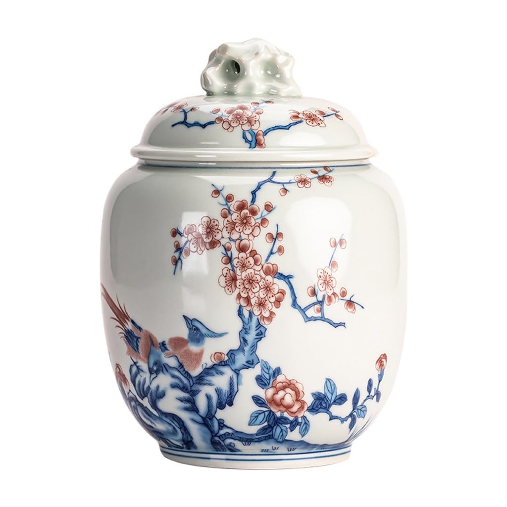 HLTYGWX Pojemnik na herbatę Niebiesko-biała porcelanowa puszka na herbatę, ceramiczna chińska zamknięta puszka, puszka do przechowywania herbaty w gospodarstwie domowym Puszka na herbatę