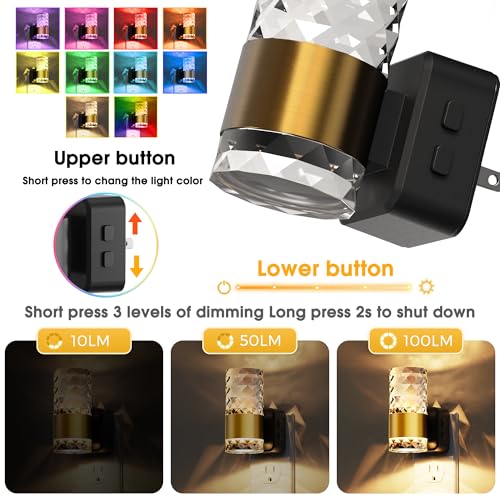 Image of L LOHAS LED Night Light, Night Lights Plug into Wall, 10-Color RGB Change Nightlights,10 /50 /100LM Adjustable Automatic Nightlights Plug in with Dusk to Dawn Sensor for Room Bathroom Hallway