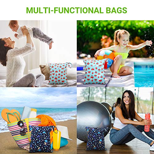 Trensom Wet Bag For Swimsuit Waterproof Reusable Bags With Two Zippered Pockets Pockets Fox Mermaid Wet Dry Bag For Cloth Diapers Travel Beach Pool Yoga Gym Bag For Pump Or Wet Clothes 2 Pcs #TOP1