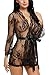 Avidlove Women's Lace Kimono Sexy Nightgown Transparent Mesh lingerie,Black,XX-Large
