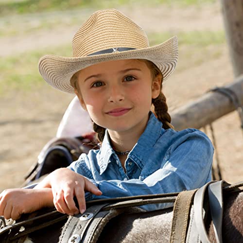 Toddler Straw Cowboy Cowgirl Hat for Boys Girls Western Straw Sun Hat with Chin Strap (2-4T;5-9T)4