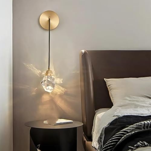 Cwcqgh Cold Light Wall Lamp Copper Living Room Villa Nordic Bedroom Bedside Indoor Lighting,