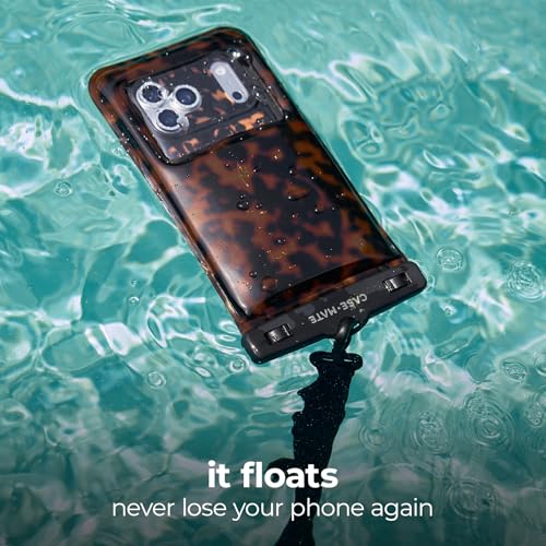 Image of Case-Mate IP68 Waterproof Large Phone Pouch - Tortoiseshell | Touchscreen Floating Waterproof Phone Case with Crossbody Lanyard - Fits All Phones - Beach Cruise Ship Travel Essentials