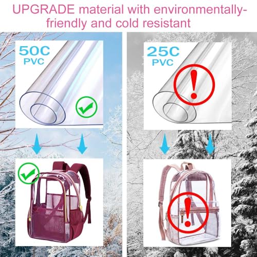 Image of AGSDON Clear Backpack, Heavy Duty Transparent Bookbag, See Through PVC Backpacks for Women Men