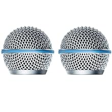 Generic RK265G Beta 58A Replacement Grille for Shure BETA 58A Vocal Microphone, with Microphone Windscreen, Blue Band, Silver Color, 2 Pack Compatible with Shure BETA 58A Vocal Microphone Compatible with SLX Wireless Come with microphone windscreen C...