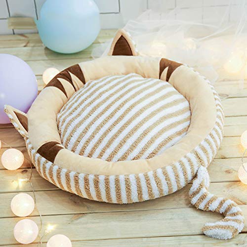 IFLKK Cama para Mascotas de Felpa Cueva Cama para Perros y sofá Más Precioso Regalo casa del Animal doméstico para el Animal doméstico Mejora del sueño Gato Cama para Perros -marró-M