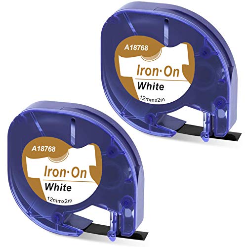 MarkField Compatible con Dymo Letratag Cinta Tela Recambio Ropa, Compatible con Dymo LetraTag Iron on Tela Etiquetas Textiles para LT 100H LT 100T LT 110T, Negro sobre Blanco, 12mm x 4m