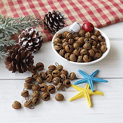Mini-Primitive-Craft-Jingle-Christmas-Bells-for-Crafting-WreathCraft-Bells-Holiday-Home-and-Christmas-DecorationBells100-PiecesRust-055-inch Mini Primitive Craft Jingle Christmas Bells for Crafting WreathCraft Bells Holiday Home and Christmas DecorationBells100 PiecesRust 055 inch