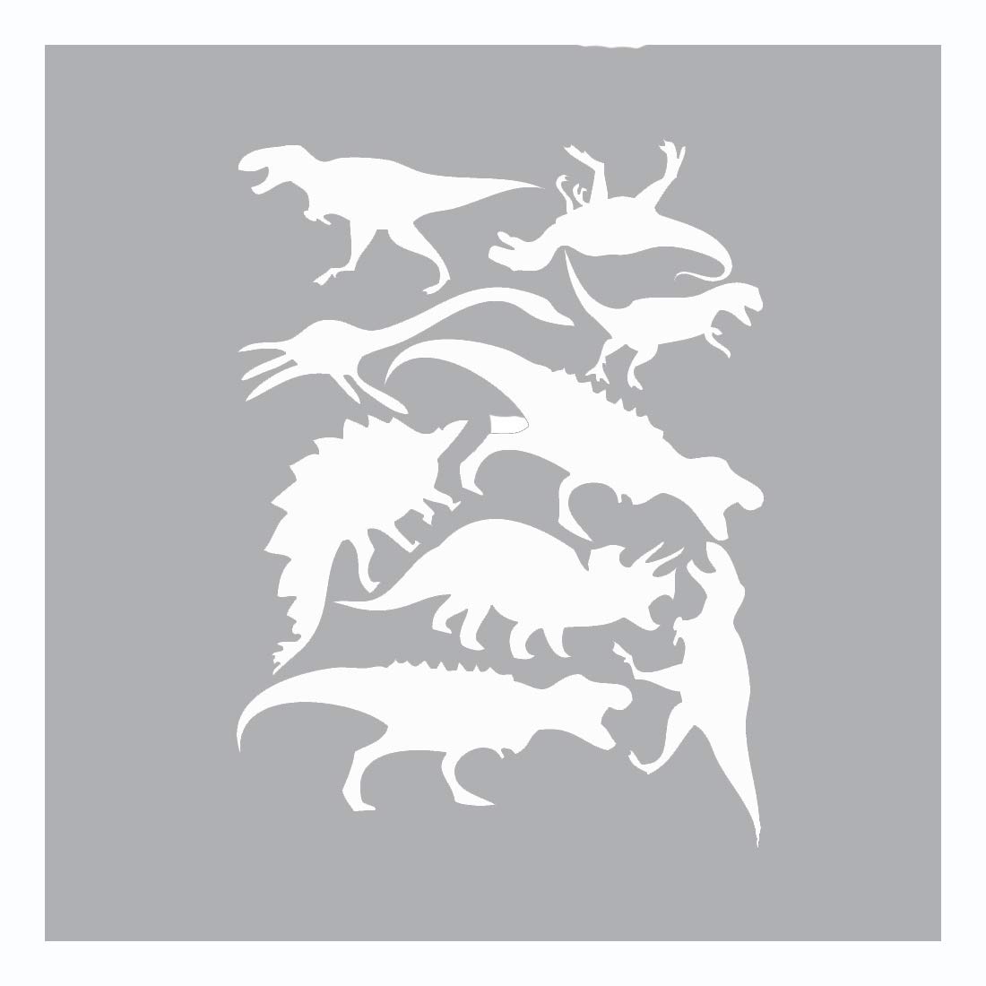 DIY Small Assorted Dinosaurs Wall Sticker Decal - White