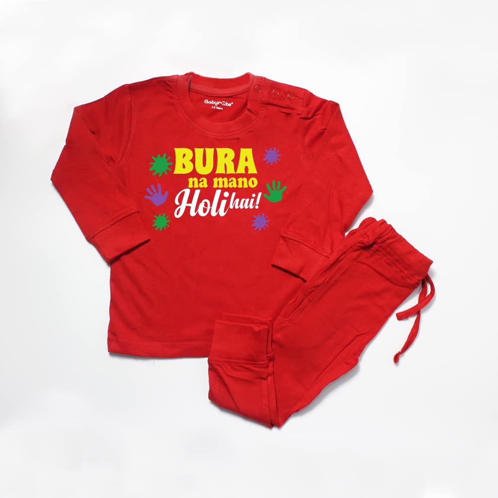 Babyrobe Bura Na Mano Holi Hai T-Shirt Pyjama Set (5-6 Years)-picture-50