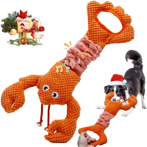 YZHDUXIU Tug of War Dog Toy Squeaky Dog Toys Interactive Lobster Puppy Toys with Crinkle Paper to Keep Them Busy