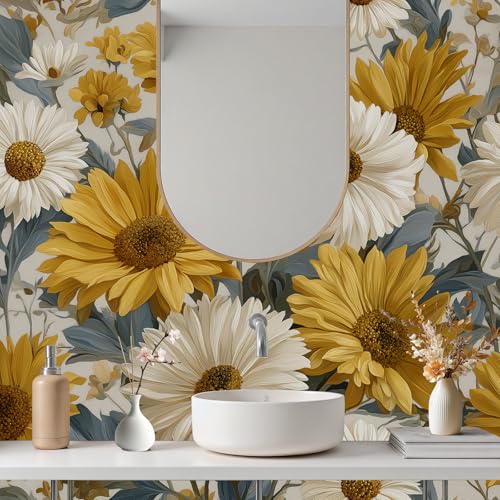 Papier peint panoramique motif fleur pour masquer un mur - 3