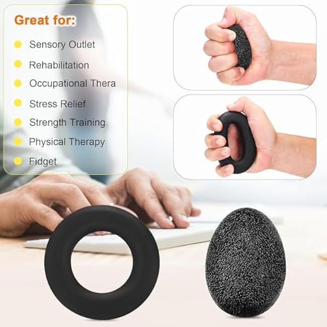 Grip Strength Trainer Kit with Built-in Repetition Tracker ¨C 6 PCS Hand Grip Strengthener, Finger Exerciser, Forearm Workout Ring, Stress Ball ¨C Adjustable for Rehab, Fitness, Athletes