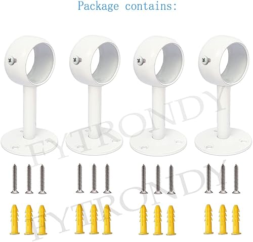 Miniatura 3 de White Edition - Tubo de acero inoxidable para armario, soporte de barra de soporte para palanca de armario (1-1/4 pulgadas, 4 unidades)