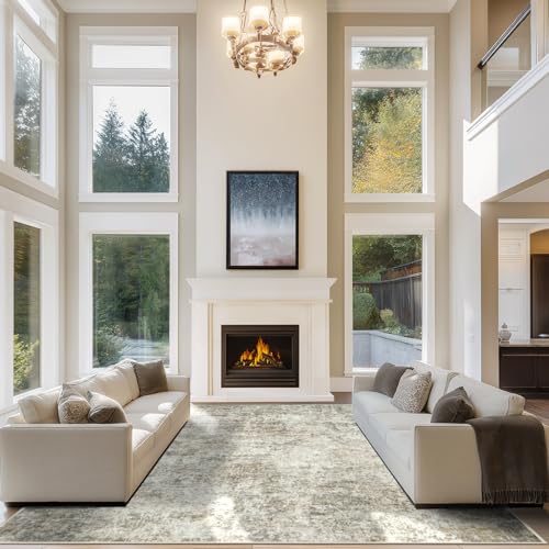10x14 Area Rugs for Living Room Rug Washable: Abstract Large Rug Indoor Modern Carpet Non Slip for Dining Room Bedroom Nursery Home Office Beige Brown