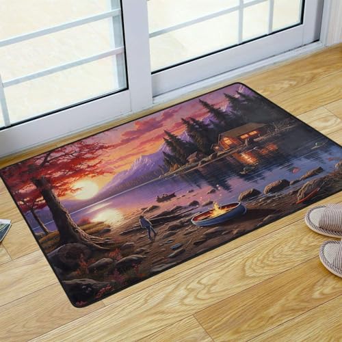 UMIRIKO Lake Camping Sunset Landscape Kitchen Rug Mats Anti Fatigue Non Slip Mats Kitchen Mats for Floor Kitchen Decor 36x24 Inch 202a6352