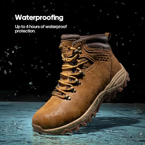 NORTIV 8 Mens Hiking Winter Snow Insulated Waterproof Outdoor Boots,Size 8,Camel,SNSB245M