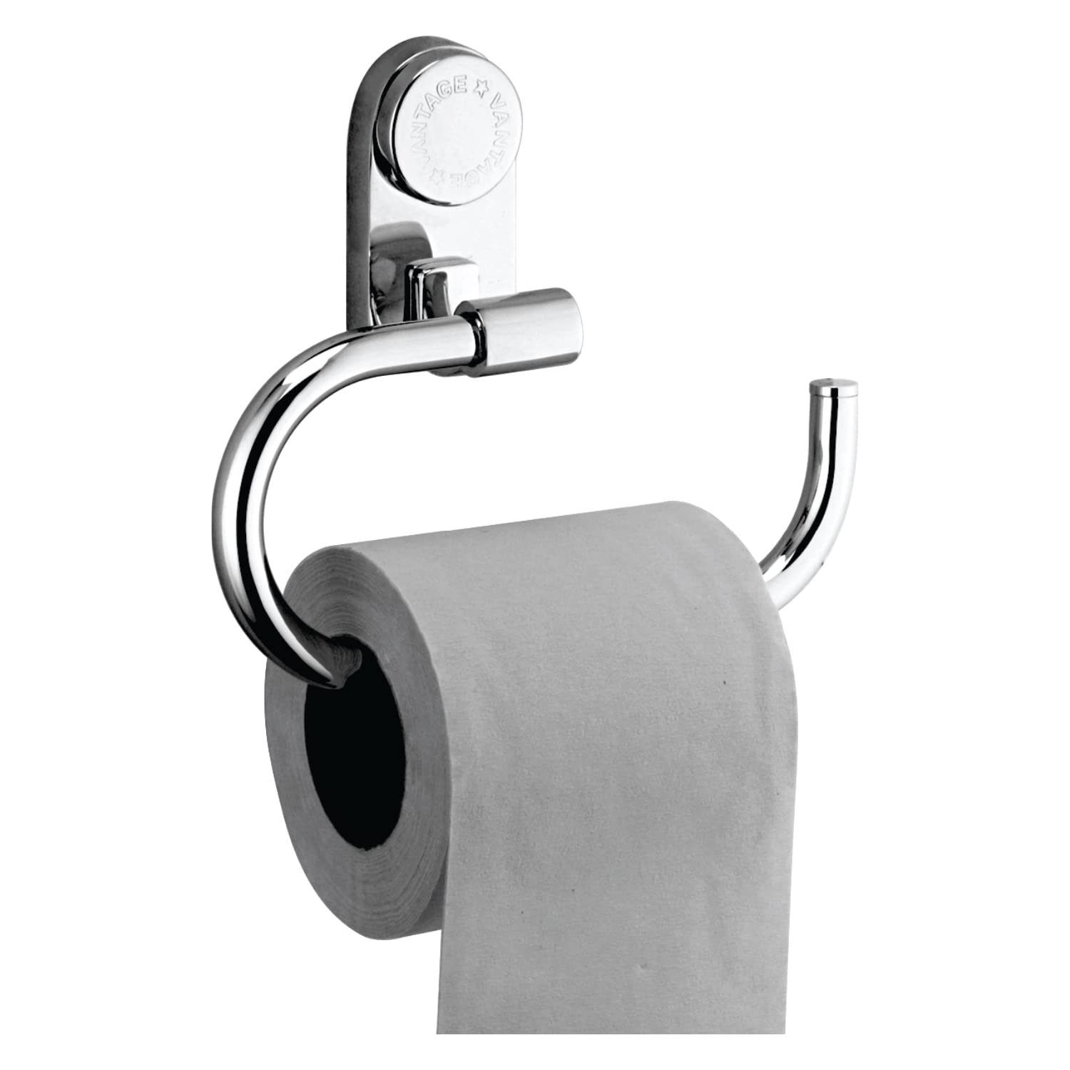 Vantage VCN-3017 Country 100% Brass Toilet Paper Holder W/O Flap Elegant Chrome Plated Tissue Roll Dispenser Ideal Sanitary Hardware Wall Mounted Design for Clean & Tidy Space
