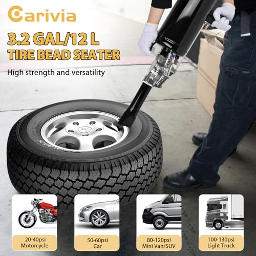 Image of 3.2Gal /12L Tire Bead Seater, 145 PSI Portable Tire Inflator, Handheld Trigger Seating Inflator for Tractor, Truck, ATV, Car & Auto Repair, Black