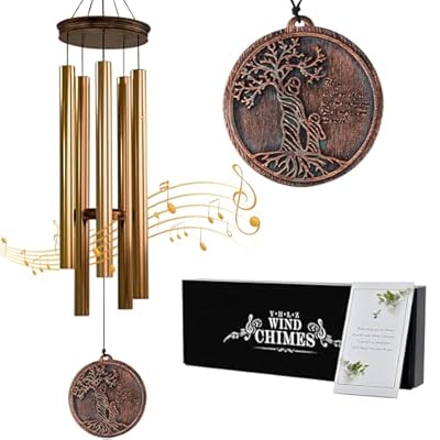 Wind Chimes for Outside Memorial Wind Chimes, 32" Tree of Life Wooden Sympathy Gifts Wind Chimes for Loss of Loved One Mother Father, Home Decor Outdoor Garden Patio Copper
