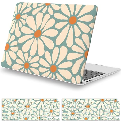 iCasso for MacBook Air 13 inch Case 2021 2020 2019 2018 Release A2337 M1 A2179 A1932, Cute Flower Hard Shell Protective Case for MacBook Air 13.3 inch & Keyboard Cover & Screen Film, Daisy Green