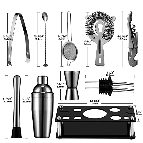 Delihom Cocktail Shaker Set, 10 Teiliges Barkeeper Set, Edelstahl Cocktail Making Set mit Acryl Ständer, Perfect… - Image 4