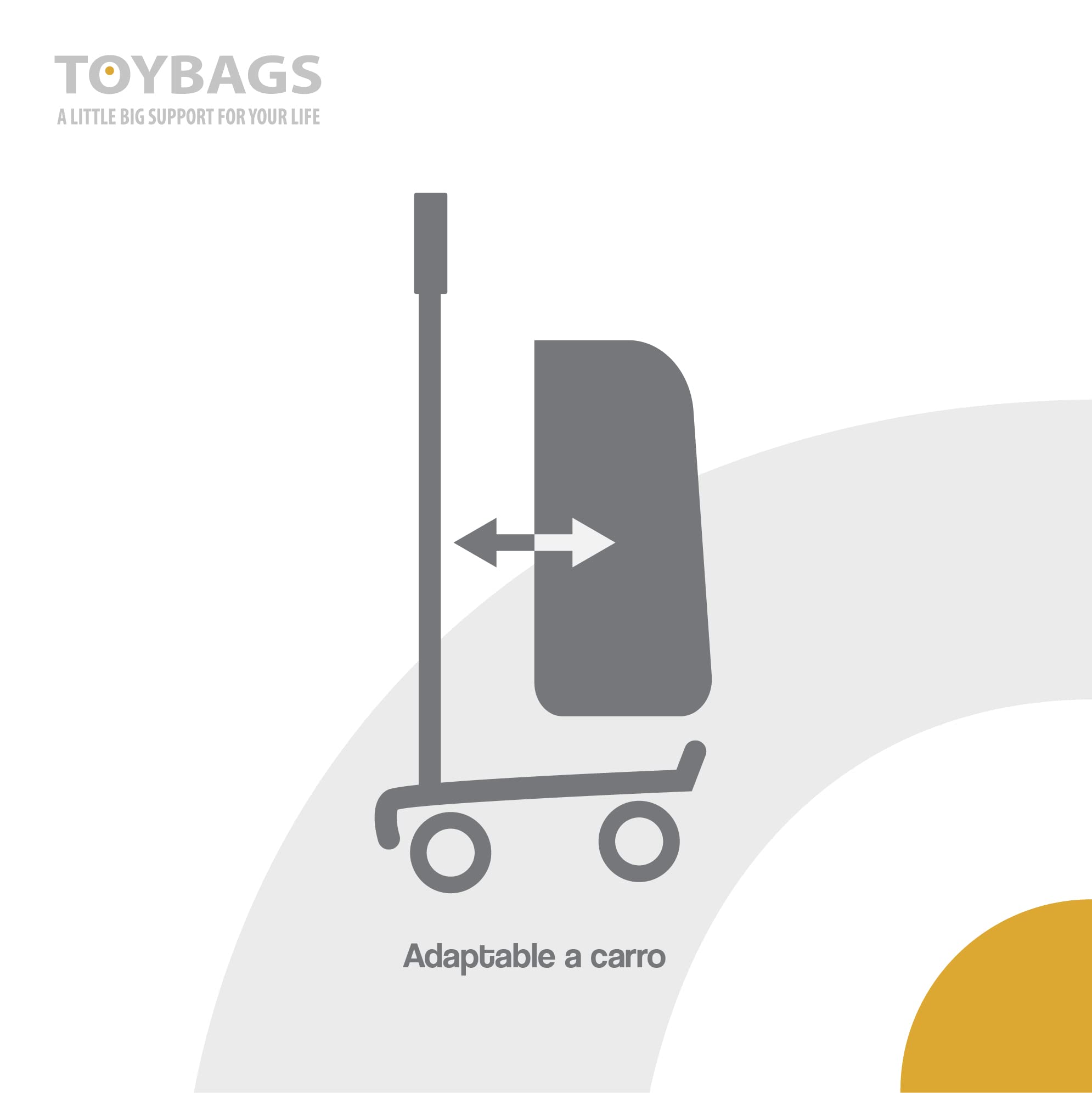 Chariot Toybags Trolley 360 º multidirectionnel - roulettes pivotantes 360 º - comprend butée avant anti-basculement - parties latérales renforcées - s'adapte parfaitement à tout sac à dos - Toybags