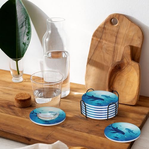 Dessous de verre en céramique durable et élégant motif baleines - 7