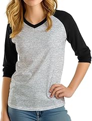 Heather Grey & Black - Womens V-neck Raglan