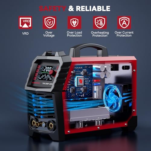 TIG Welder for Professionals: ARCCAPTAIN 200A AC/DC with Pulse, Aluminum TIG Welder 110V/220V Square/Triangular Wave/Stick/MMA/Spot MultiProcess Machine