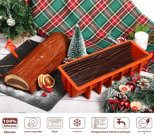 Moule Moule Buche de Noel 30cm Silicone Souple Finition Parfaite webake