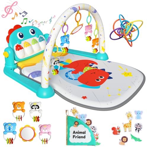 Image of Dino Baby Play Mat - Tummy Time Activity Mat & Gym With Piano Toys for Newborn to 12 Months