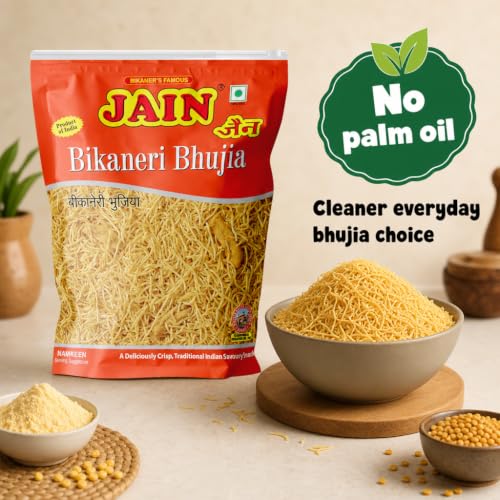 Image of JAIN Bikaneri Bhujia, Size - 1Kg, Asli Bikaneri, Handmade, No Palm Oil, Zipper Pack