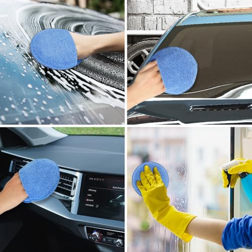 vsshe 12 Stück Mikrofaser Wachs Applikatorpads, Auto Handpolierschwamm, Polierschwamm, Autopolitur Schwamm… – Ansicht 6