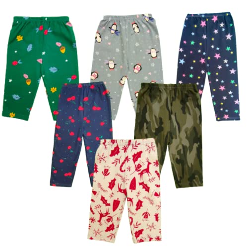 Clubstars Unisex baby Cotton Mixed Pyjama Lowers Track Pants for Kids Infants & Toddler Joggers for Boys and Girls Assorted All Over Print - Pack of 6 (Multicolored)