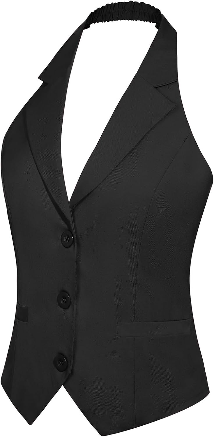 Women's Dressy Casual Versatile Vest Tuxedo Suit Waistcoat Business Button Up Sleeveless Vests