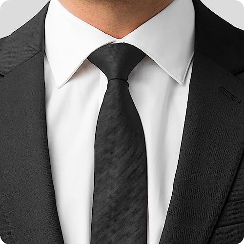 Image of boxed-gifts Umo Lorenzo Mens Zipper Ties Solid Color Pre Tied Polyester Neckties for Men and Women