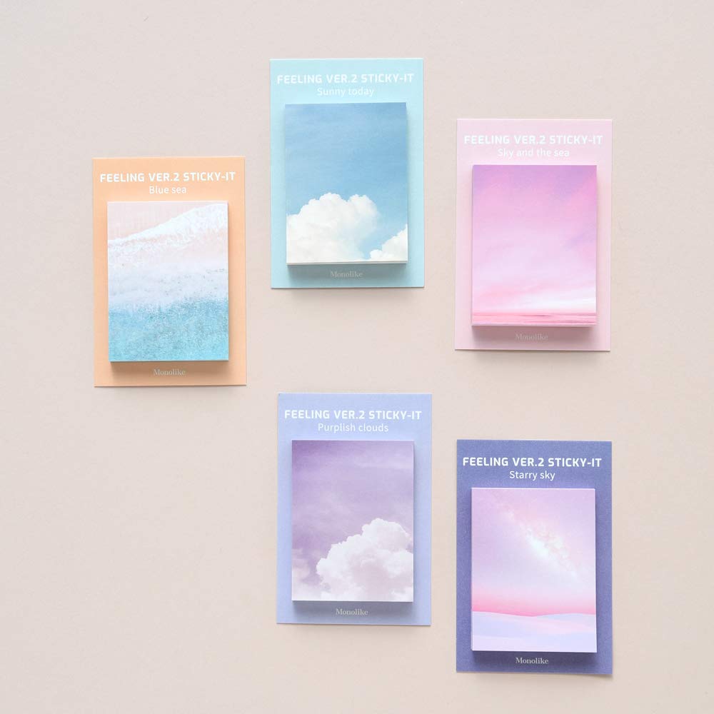 Monolike Moon Sticky-it - 5p Set Self-Adhesive Memo Pad 50 Sheets