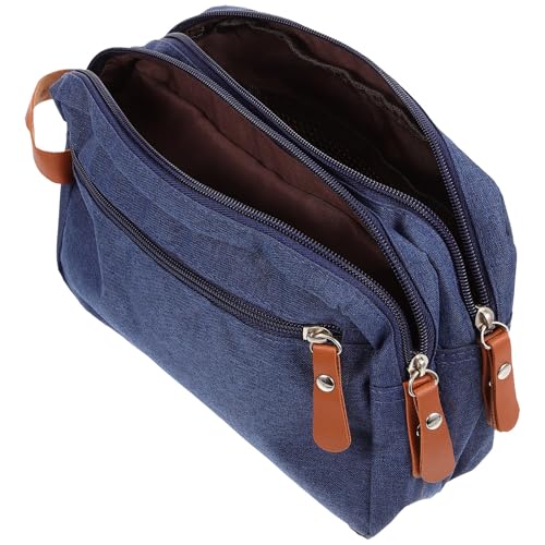 VALICLUD Bolsa de Aseo para Hombre de Viaje, Neceser Grande Compartimento Seco y Húmedo, Resistente Nylon Azul Oscuro, Organizador Portátil para Kit de Higiene Personal, Bolsa de Viaje